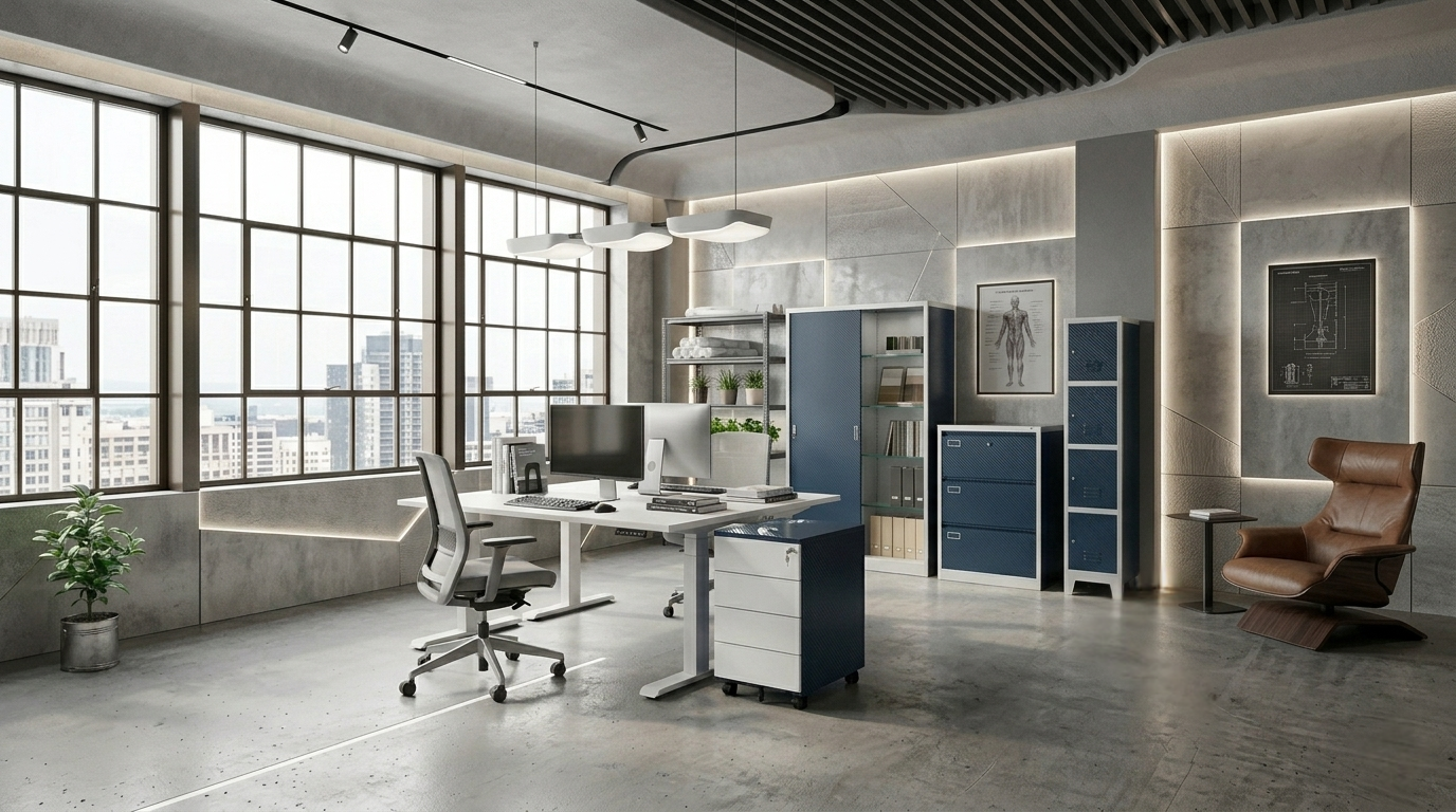 Kovový nábytek v kanceláři